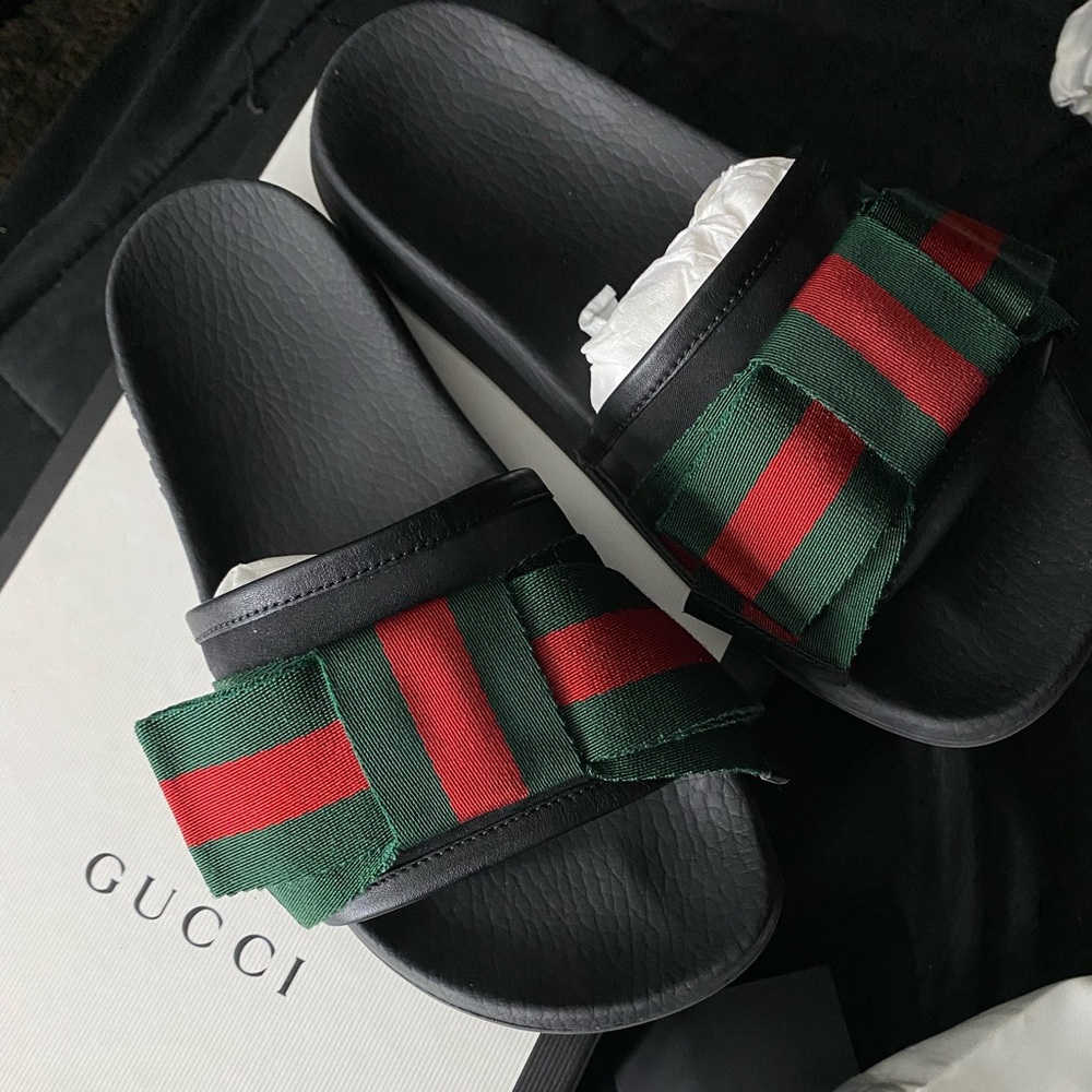 Gucci Satin Bow Slides